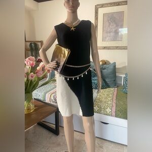 NWT Zara Two-Tone Asymmetric Knit Dress Black White XL